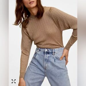 MANGO Ribbed Metallic Sweater